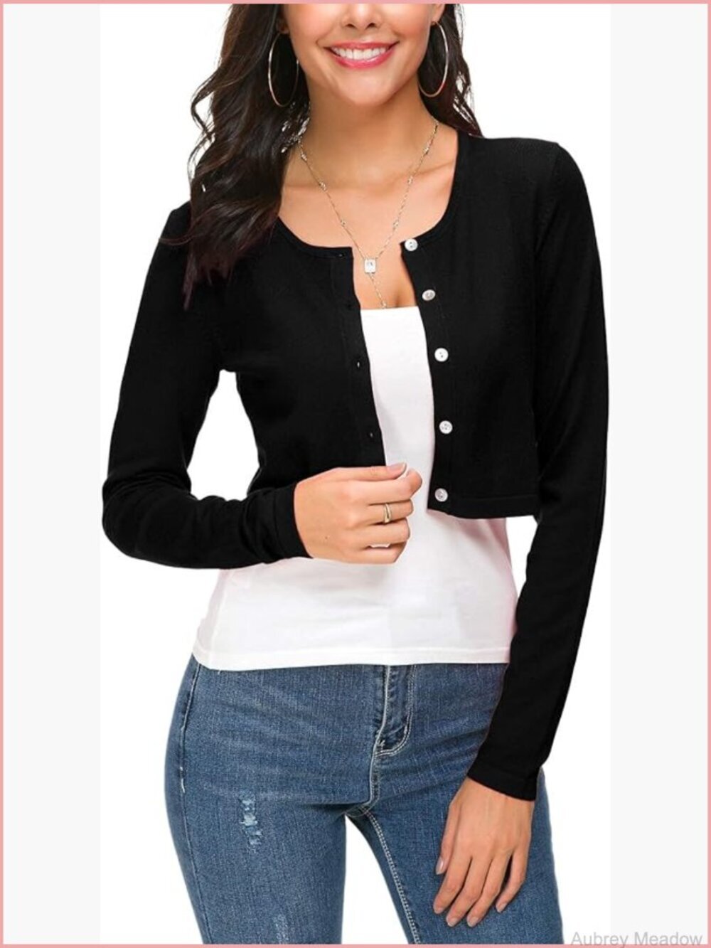 Cropped Long Sleeve Cardigan Sweater Button Down Open Front Bolero Shrug